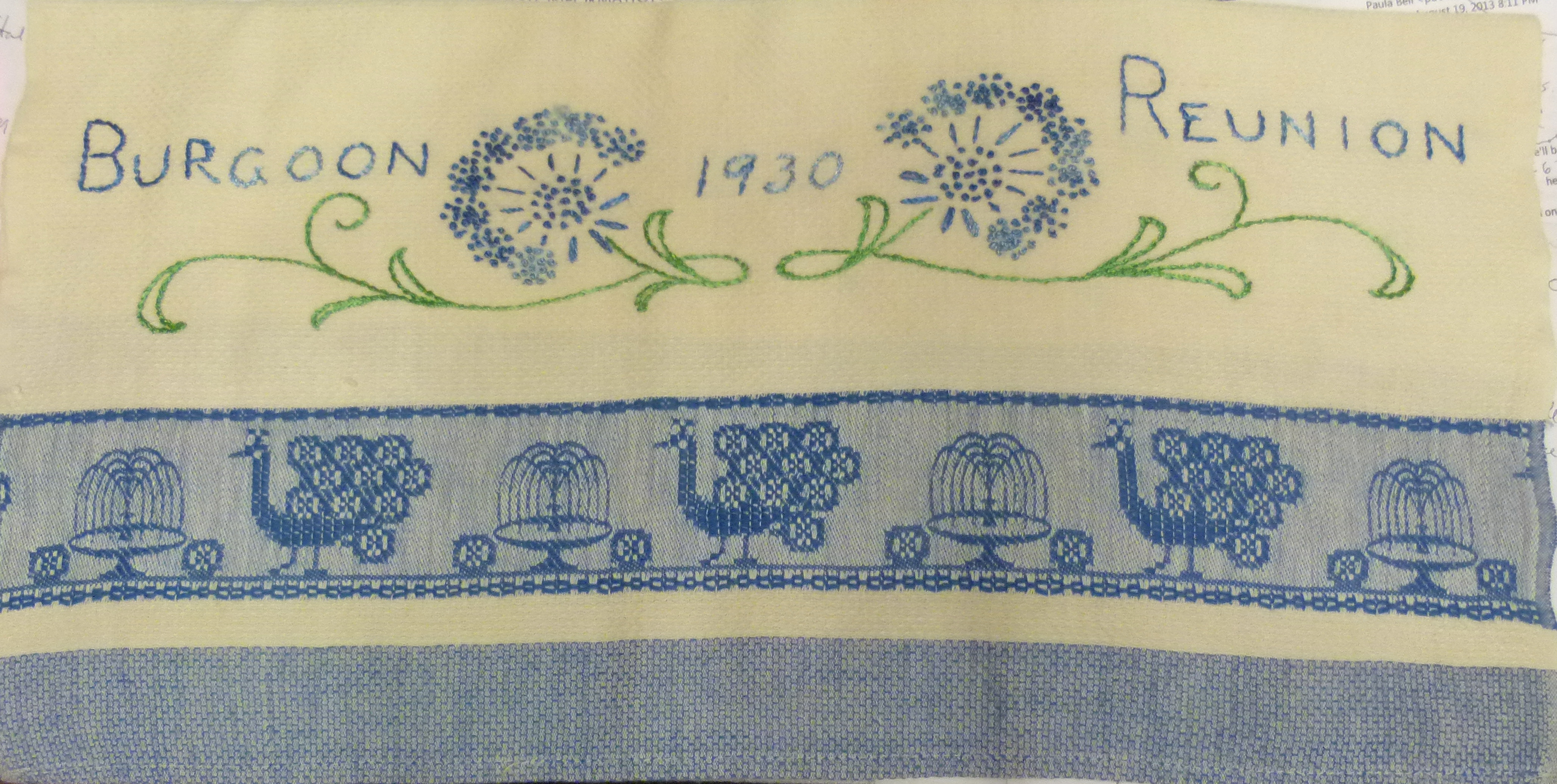Embroidered keepsake from the 1930 Burgoon Reunion