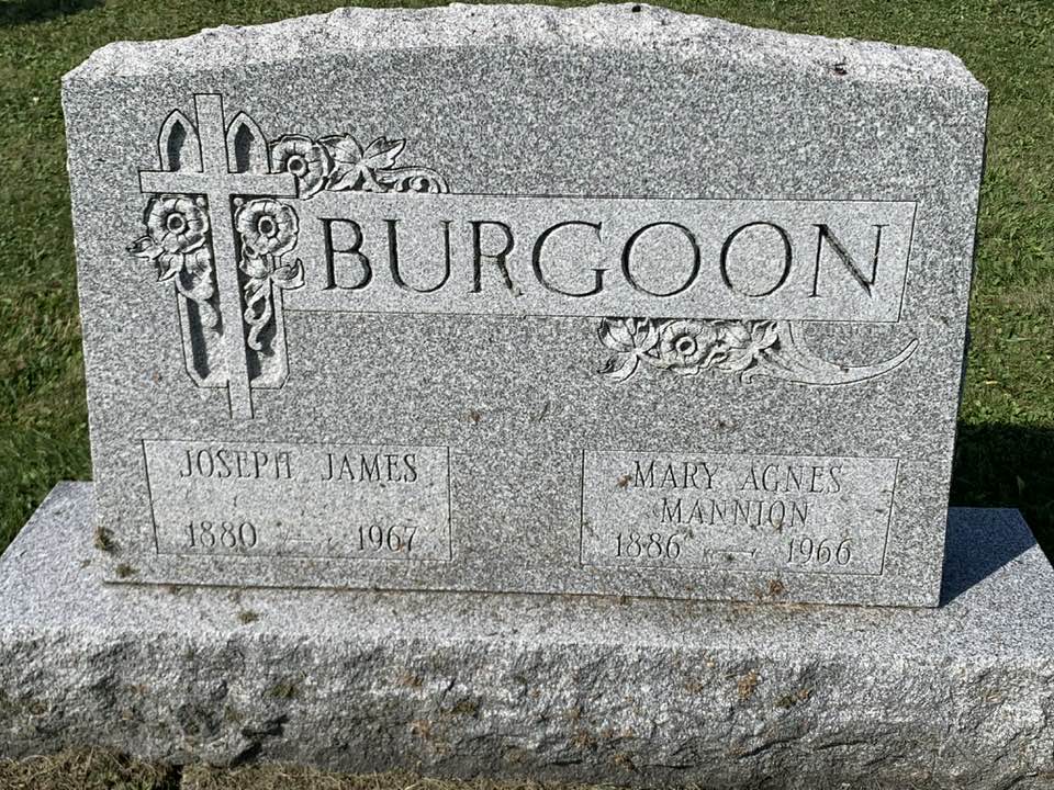 Joseph James and Mary Agnes Burgoon gravestone