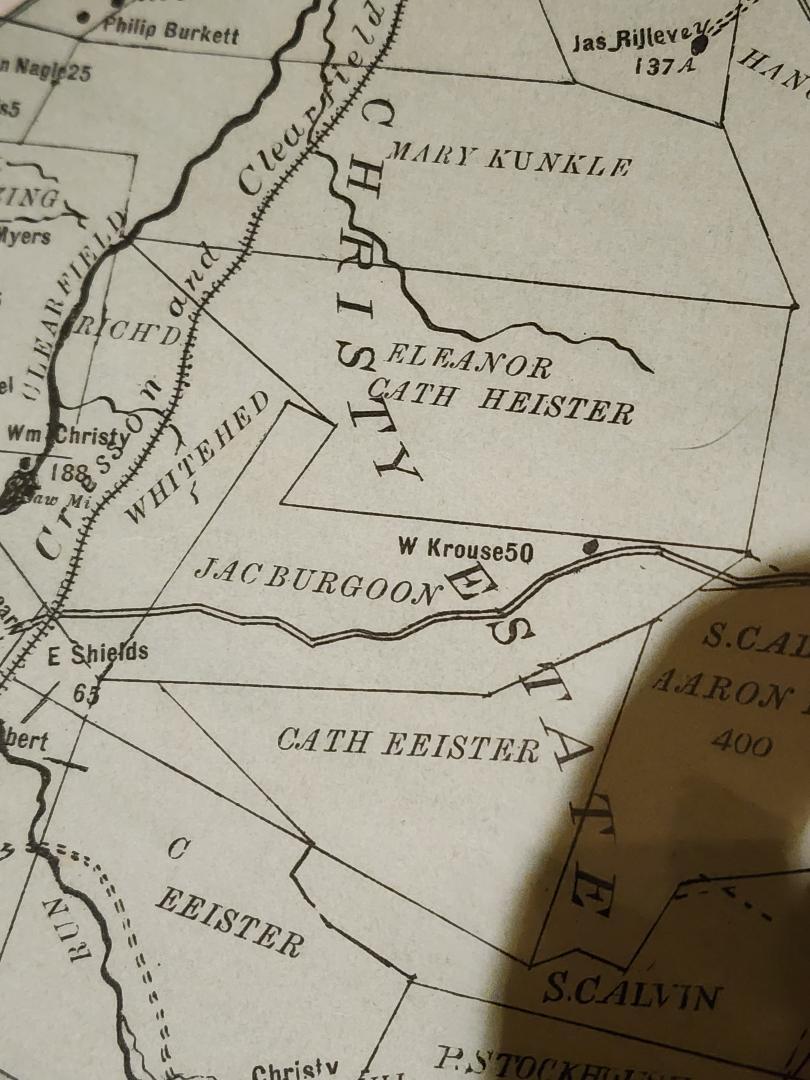 Historical land map showing Jac Burgoon property