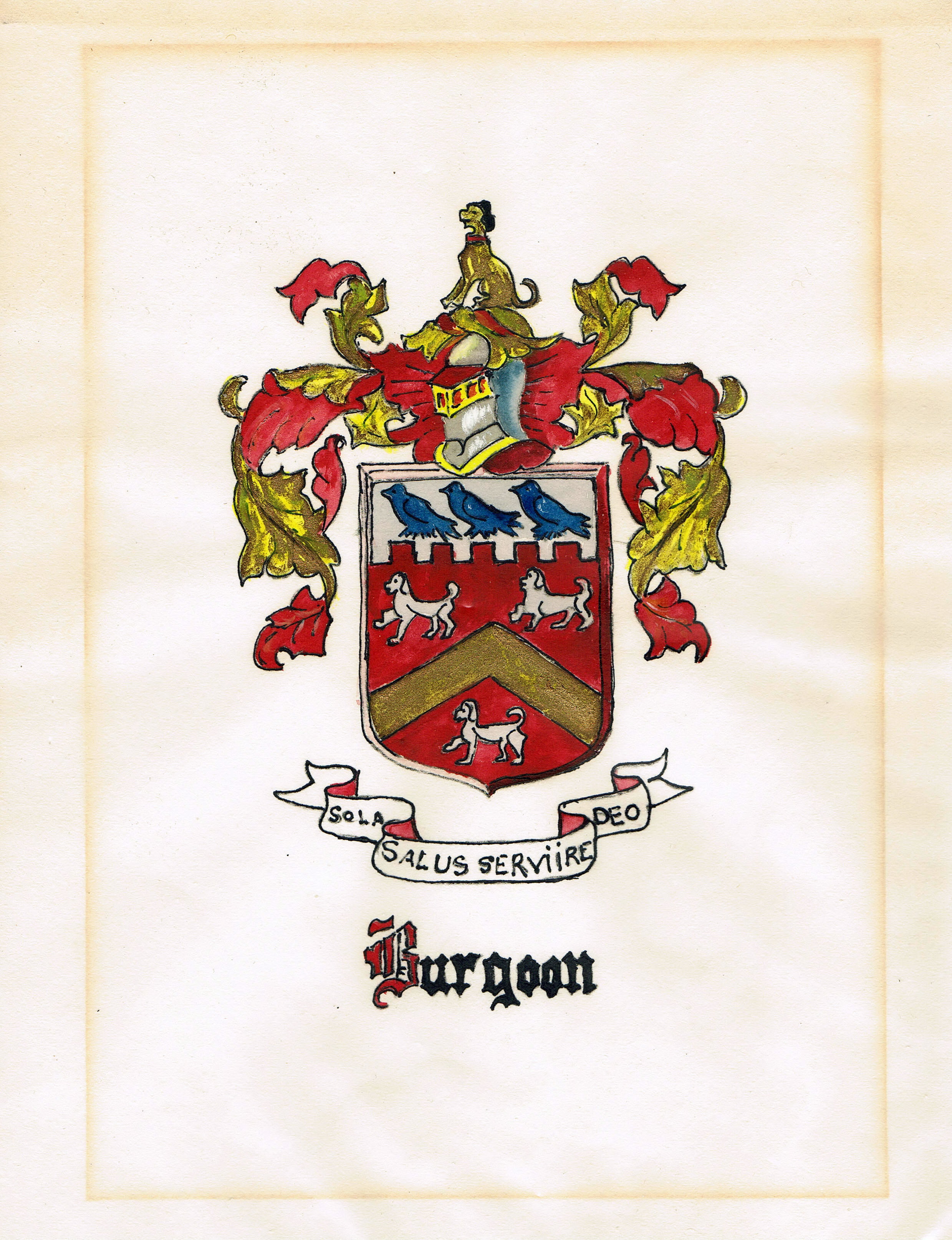 Burgoon family crest, painted by Dorothea Benner Burgoon