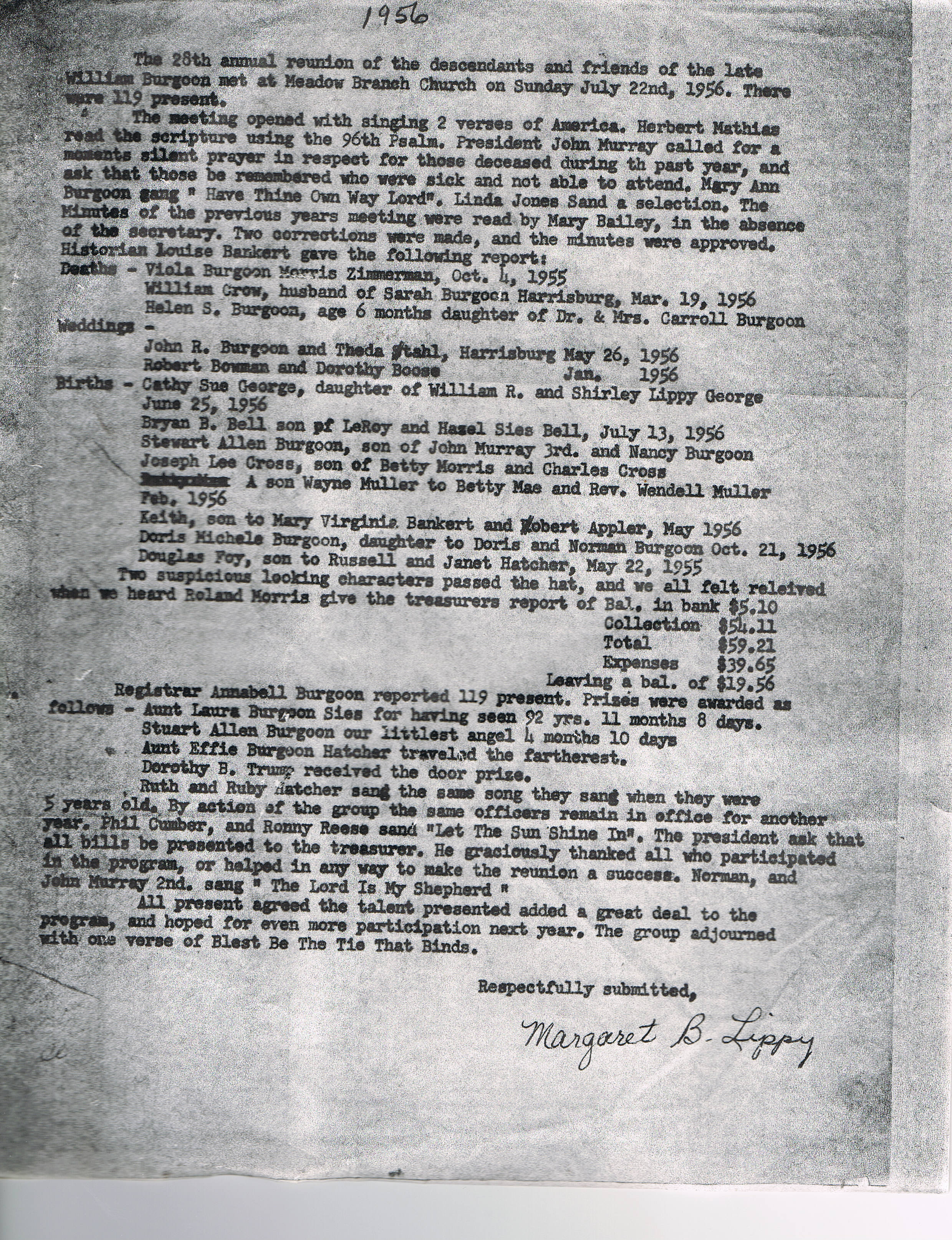 Minutes of the 28th Annual Burgoon Reunion