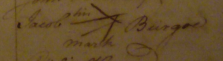 Jacob Burgoon his mark — cross signature on legal document